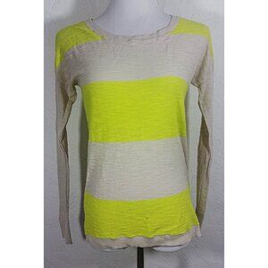 Express Top Small Striped Long Sleeve Multi Color Sheer Neon Scoop Neck